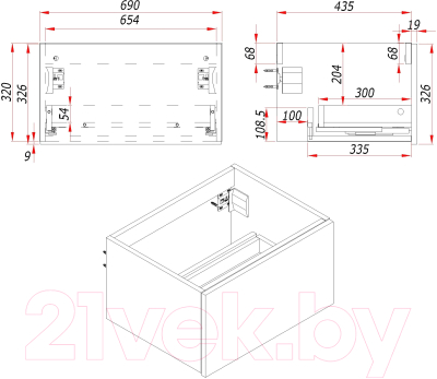 Тумба под умывальник ЗОВ Кито 70 / K70LW0MWMC (белый матовый)