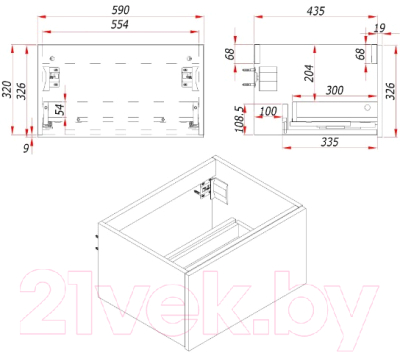 Тумба под умывальник ЗОВ Кито 60 / K60LA0MWMC (аттик/белый матовый)