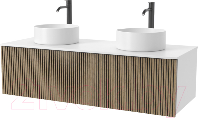 Тумба под умывальник ЗОВ Кито 120 / K120LW0MRMC (белый/тростник) - фото