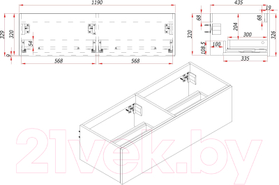 Тумба под умывальник ЗОВ Кито 120 / K120LW0MRMC (белый/тростник)