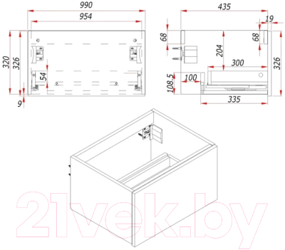 Тумба под умывальник ЗОВ Кито-2 100 / 2K100LW0MWMC (белый матовый)