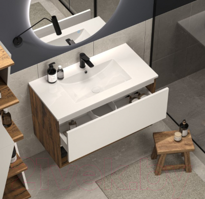 Тумба под умывальник ЗОВ Кито-2 90 / 2K90LA0MWMC (аттик/белый матовый)