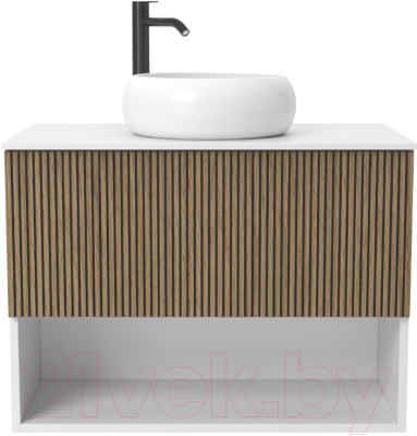 Тумба под умывальник ЗОВ Кито-2 60 / 2K60LW0MRMC (белый/тростник)