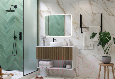 Тумба под умывальник ЗОВ Кито-2 60 / 2K60LW0MRMC (белый/тростник)