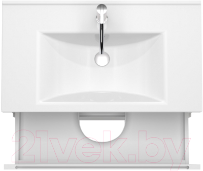 Тумба под умывальник ЗОВ Дион 60 / D60LHO0M9003MKV5-KP13W (белый матовый/дуб)