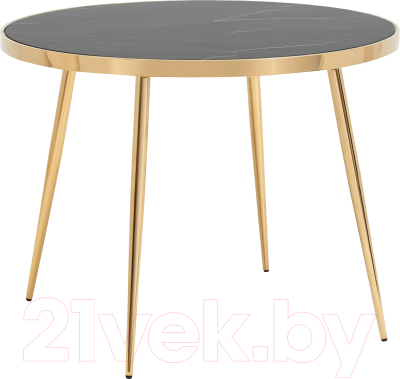 Обеденный стол Stool Group Гелиос 100x100 (стекло черный мрамор/сталь золото) - фото