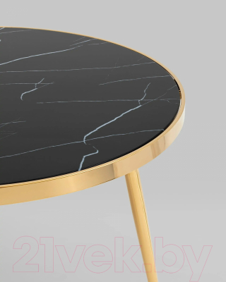 Обеденный стол Stool Group Гелиос 100x100 (стекло черный мрамор/сталь золото)