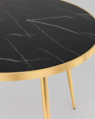 Обеденный стол Stool Group Гелиос 100x100 (стекло черный мрамор/сталь золото)