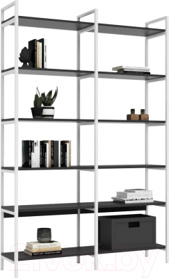 Стеллаж Crafto Симпл Плюс Лофт 06 125x32x190 (белый/графит) - фото