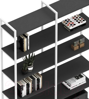 Стеллаж Crafto Симпл Плюс Лофт 06 125x32x190 (белый/графит)