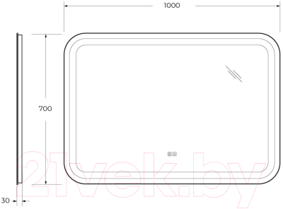 Зеркало Cezares CZR-SPC-STYLUS-1000-700-TCH-WARM