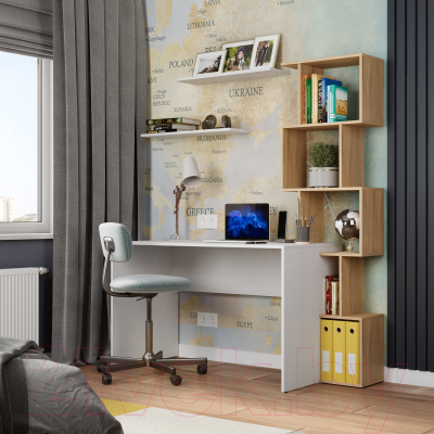 Письменный стол Mio Tesoro Велия МВ-04П (белый/дуб сонома)