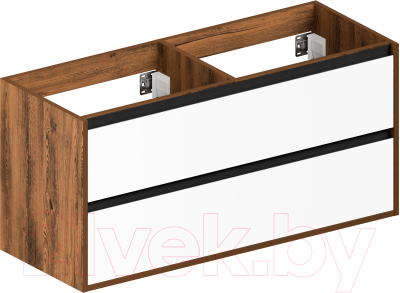 Тумба под умывальник ЗОВ Парма 120 / P120LA0MWMC1B (аттик/белый матовый/черный) - фото