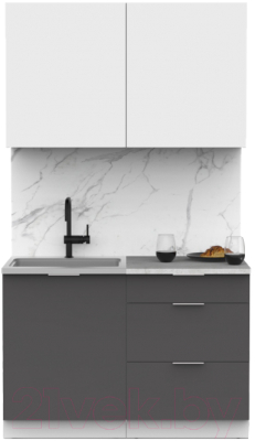 Кухонный гарнитур Интермебель Микс Топ-1 1.2м (белый премиум/графит серый/венато) - фото