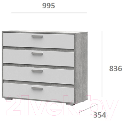 Комод Стендмебель Денвер КМ 01 (белый/ателье светлое)