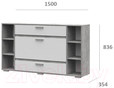 Комод Стендмебель Денвер КМ 02 (белый/ателье светлое)