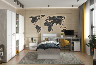 Прикроватная тумба Стендмебель Денвер ТБ 01 (белый/ателье светлое)