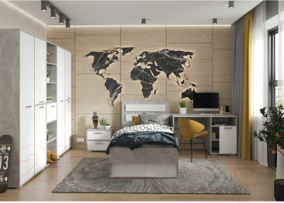 Шкаф Стендмебель Денвер ШК 01 (белый/ателье светлое)