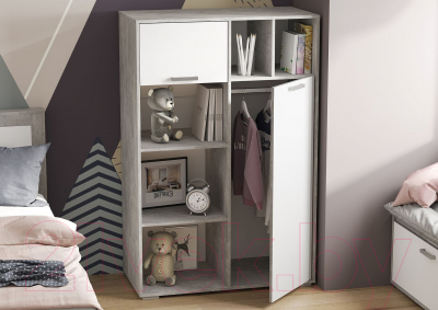 Стеллаж Стендмебель Денвер ШК 03 (белый/ателье светлое)