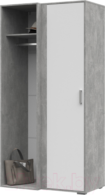 Шкаф Стендмебель Денвер ШК 04 (белый/ателье светлое) - фото