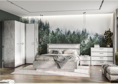 Шкаф Стендмебель Денвер ШК 04 (белый/ателье светлое)