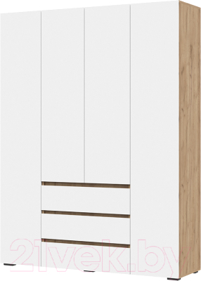 Шкаф Стендмебель Хелен ШК 05 с ящиками (белый/дуб крафт золото) - фото