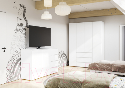 Шкаф Стендмебель Хелен ШК 06 (белый/белый)