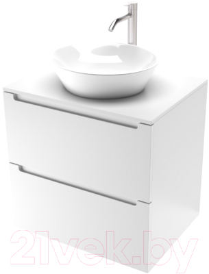Тумба под умывальник ЗОВ Дион 60 / D60LWP0M9003MKV5-KP13W (белый матовый) - фото