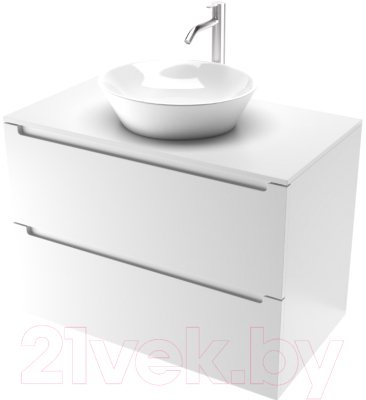Тумба под умывальник ЗОВ Дион 70 /D70LWP0M9003MKV5-KP13W (белый матовый) - фото