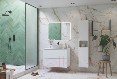 Тумба под умывальник ЗОВ Дион 100 / D100LWP0M9003MKV5-KP13W (белый матовый)