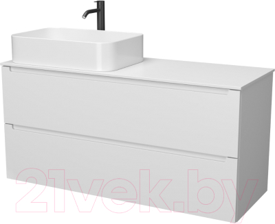 Тумба под умывальник ЗОВ Дион 120 / D120LWP0M9003MKV5-KP13W (белый матовый) - фото