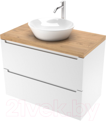Тумба под умывальник ЗОВ Дион 70 / D70LWP0M9003MKV5-HPL38T (туя/белый матовый) - фото