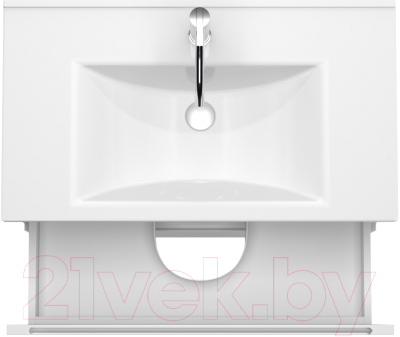 Тумба под умывальник ЗОВ Дион 70 / D70LHO0M9003GKV5-KP13W (белый глянец/дуб)
