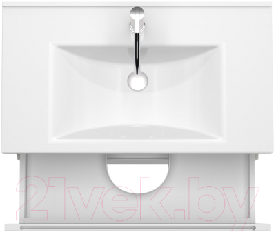 Тумба под умывальник ЗОВ Дион 80 / D80LHO0M9003GKV5-KP13W (белый глянец/дуб)