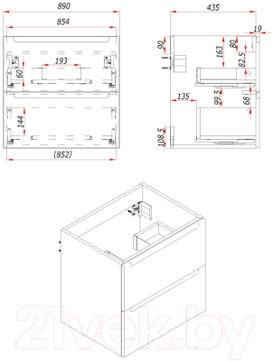 Тумба под умывальник ЗОВ Дион 90 / D90LAFM7015MKV5-HPL38T (туя/графит матовый)