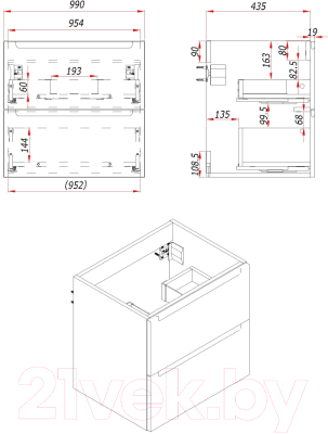 Тумба под умывальник ЗОВ Дион 100 / D100LAFM7015MKV5-HPL38T (туя/графит матовый)
