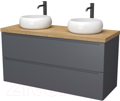 Тумба под умывальник ЗОВ Дион 120 / D120LAFM7015MKV5-HPL38T (туя/графит матовый) - фото