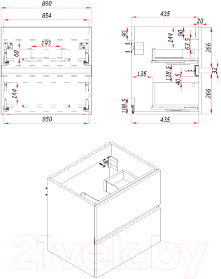 Тумба под умывальник ЗОВ Лира 90 / L90MW0MAGVA-KP13W