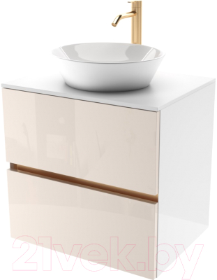 Тумба под умывальник ЗОВ Лира 60 / L60MW0MTGVG-KP13W (белый/тальк) - фото