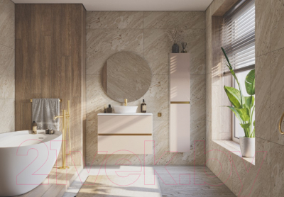 Тумба под умывальник ЗОВ Лира 60 / L60MW0MTGVG-KP13W (белый/тальк)