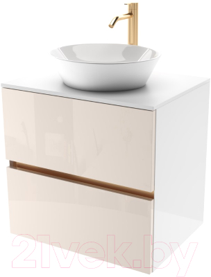 Тумба под умывальник ЗОВ Лира 70 / L70MW0MTGVG-KP13W (белый/тальк) - фото