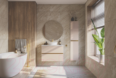 Тумба под умывальник ЗОВ Лира 70 / L70MW0MTGVG-KP13W (белый/тальк)