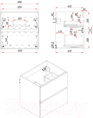 Тумба под умывальник ЗОВ Лира 70 / L70MW0MTGVG-KP13W (белый/тальк)
