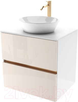 Тумба под умывальник ЗОВ Лира 80 / L80MW0MTGVG-KP13W (белый/тальк) - фото