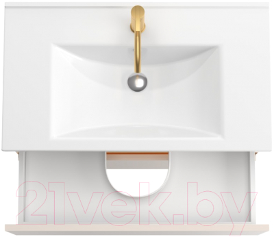 Тумба под умывальник ЗОВ Лира 80 / L80MW0MTGVG-KP13W (белый/тальк)