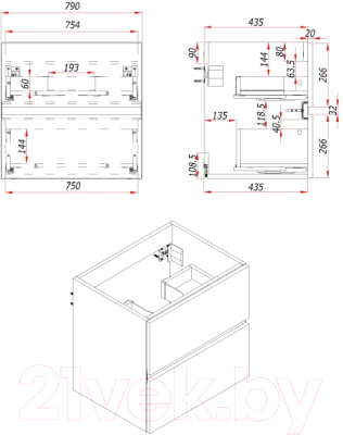 Тумба под умывальник ЗОВ Лира 80 / L80MW0MTGVG-KP13W (белый/тальк)
