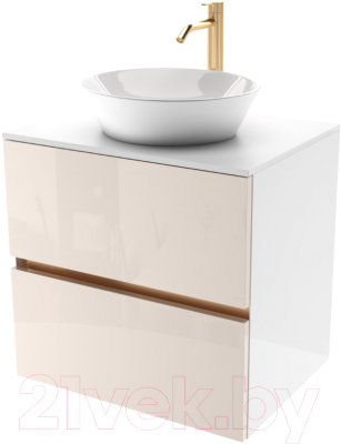 Тумба под умывальник ЗОВ Лира 90 / L90MW0MTGVG-KP13W (белый/тальк) - фото