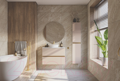 Тумба под умывальник ЗОВ Лира 90 / L90MW0MTGVG-KP13W (белый/тальк)