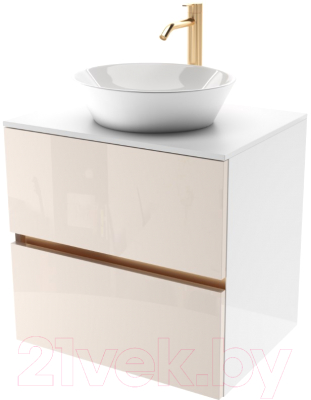 Тумба под умывальник ЗОВ Лира 100 / L100MW0MTGVG-KP13W (белый/тальк) - фото
