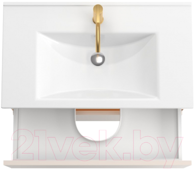Тумба под умывальник ЗОВ Лира 100 / L100MW0MTGVG-KP13W (белый/тальк)